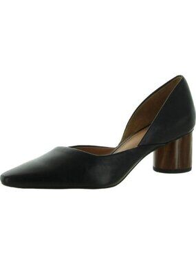 Sarto by Franco Sarto Black Leather D'Orsay Pumps Wood Block Heel US 6.5M